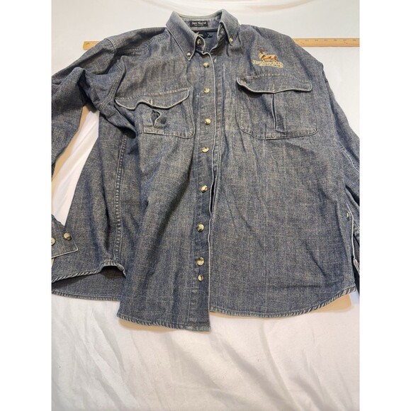 Vtg. BROWNING Super Naturals Sz. XL Men Blue Denim Button Shirt DEER EMBROIDERED - Picture 2 of 8